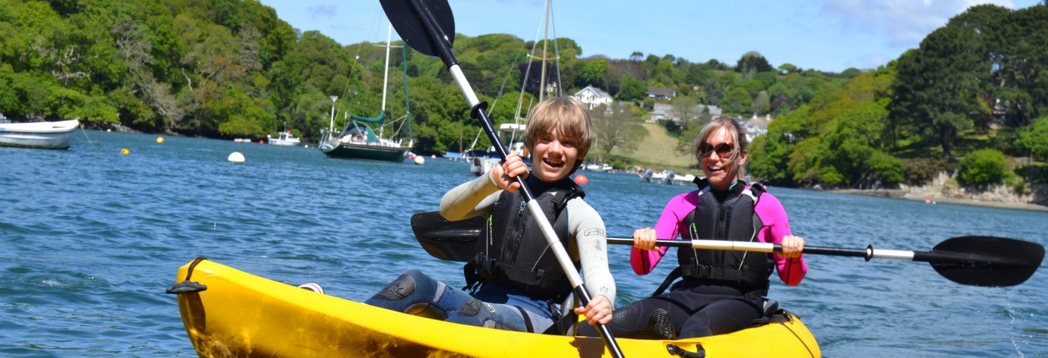 Kayaking from the foreshore at Budock Vean Hotel