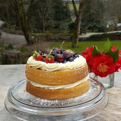 Homemade cakes at Miss V's tea gardens in Cornwall