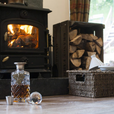 The Quantock Hide open fire