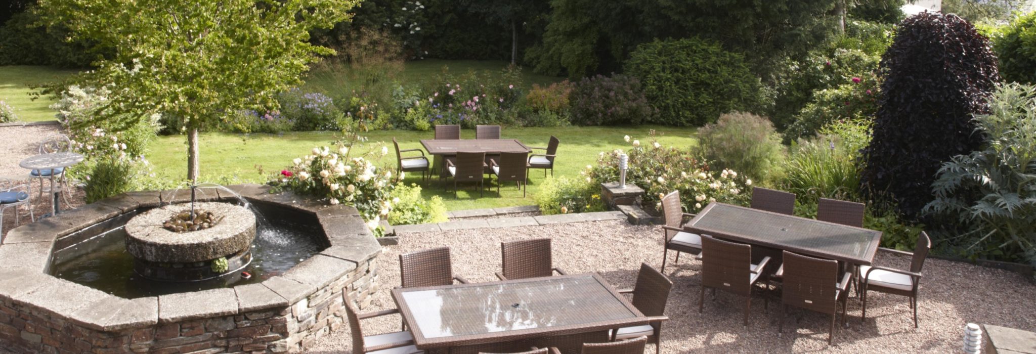 Dog friendly gardens at The Arundell Arms in Devon