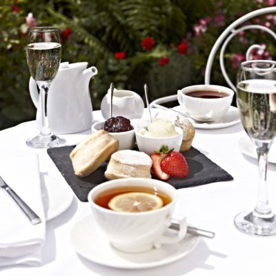 Champagne afternoon tea at The Arundell Arms Hotel, Devon