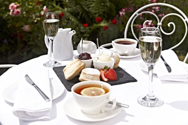 Champagne afternoon tea at The Arundell Arms Hotel, Devon