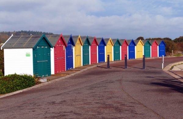Beach huts at Dawlish Warren in Devon