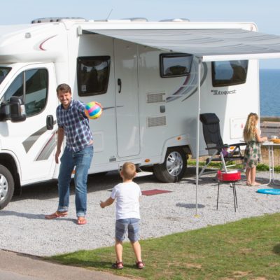 Family playing at Ladram Bay Holiday Park