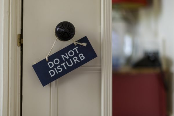 Do not disturb sign at No. 38 The Park